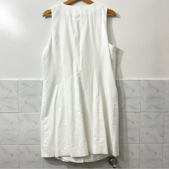A New Day L White Cotton Blend Office Career Casual Travel Mini Vest Dress - Picture 7 of 10